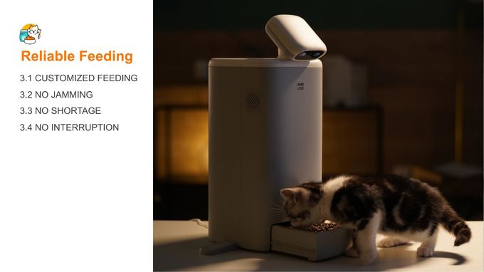 Robot compagnon intelligent pour animaux de compagnie avec chargeur de 2,5 L et caméra à zoom numérique 4X 3