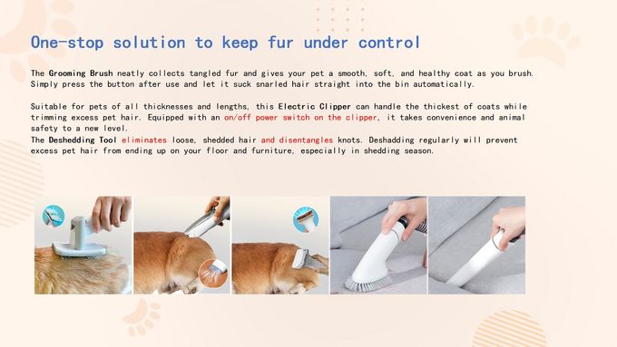 Brosse à vide 5 en 1 Kit de toilettage pour animaux de compagnie 600W Souffleur de sèche-animaux pour chien et chat 2